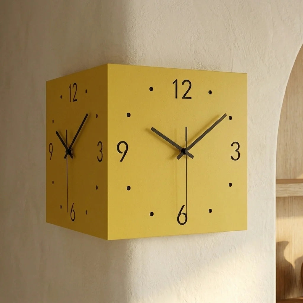 Horloge Murale Carrée Double Face Lumineuse