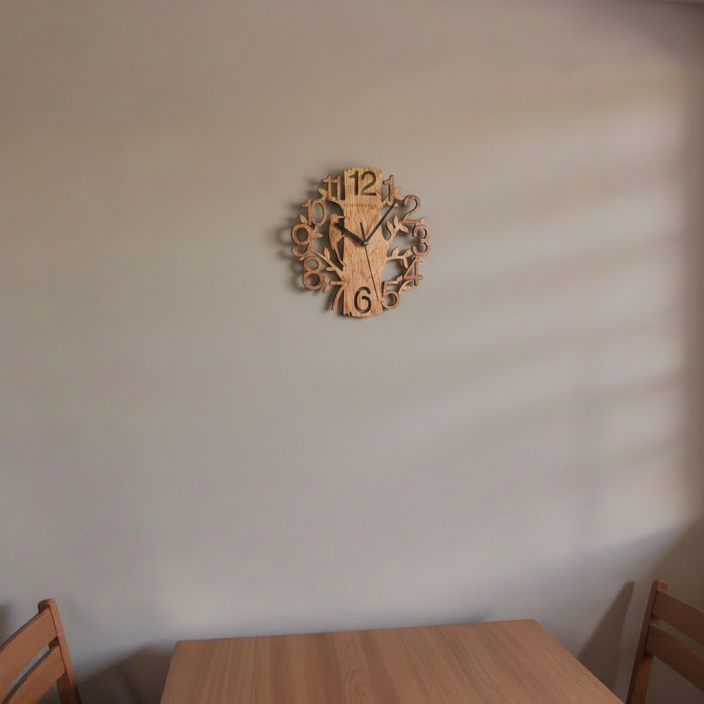 Horloge Bois Motif Oiseau