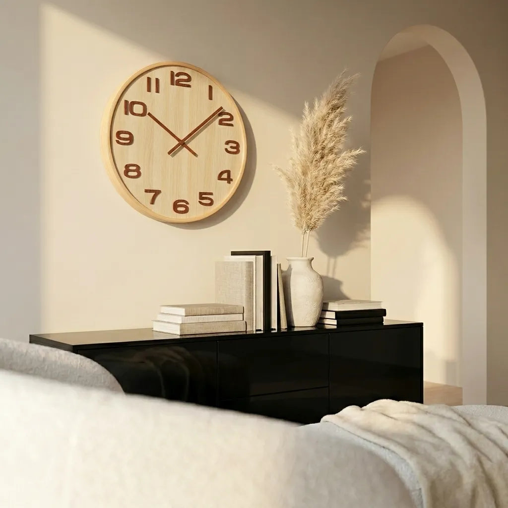 Horloge Murale Moderne Style Bois Massif