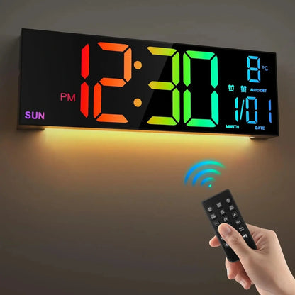 Grande Horloge Murale Numérique LED avec Télécommande