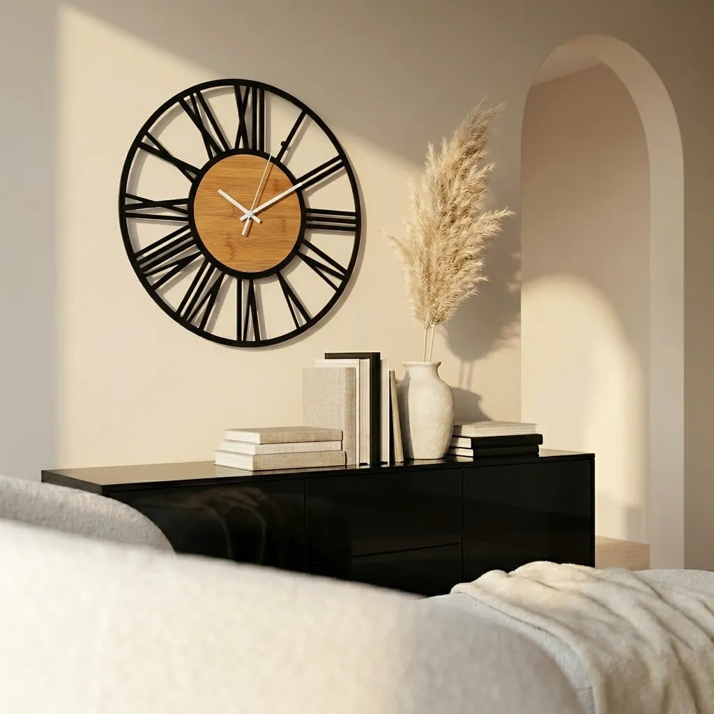 Grande Horloge Murale Vintage Industrielle 60cm